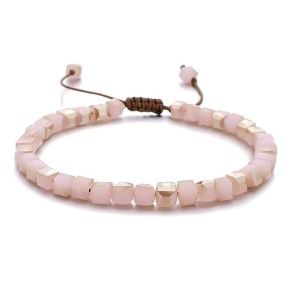 Powder Pink Beaded Crystal Bracelet