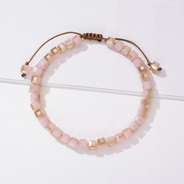 Powder Pink Beaded Crystal Bracelet