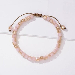 Powder Pink Beaded Crystal Bracelet